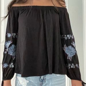off the shoulder flower top